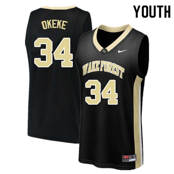 Youth #34 Sunday Okeke Wake Forest Demon Deacons College Basketball Jerseys Sale-Black